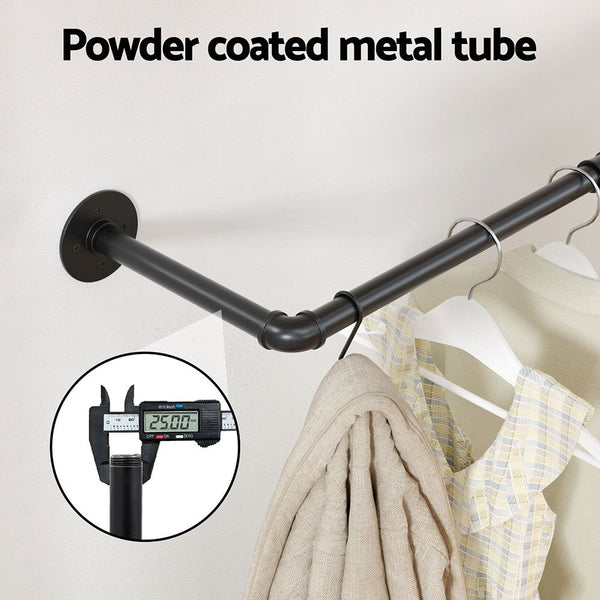 Artiss Clothes Rack Garment Rail Metal Industrial Pipe Wall Mounted 2 Pack Awezingly