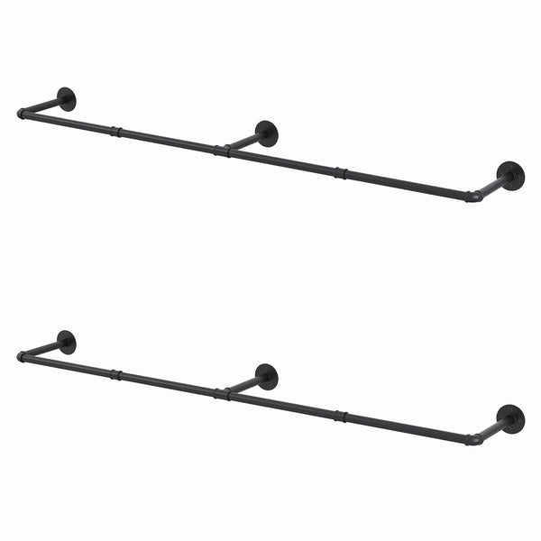 Artiss Clothes Rack Garment Rail Metal Industrial Pipe Wall Mounted 2 Pack Awezingly