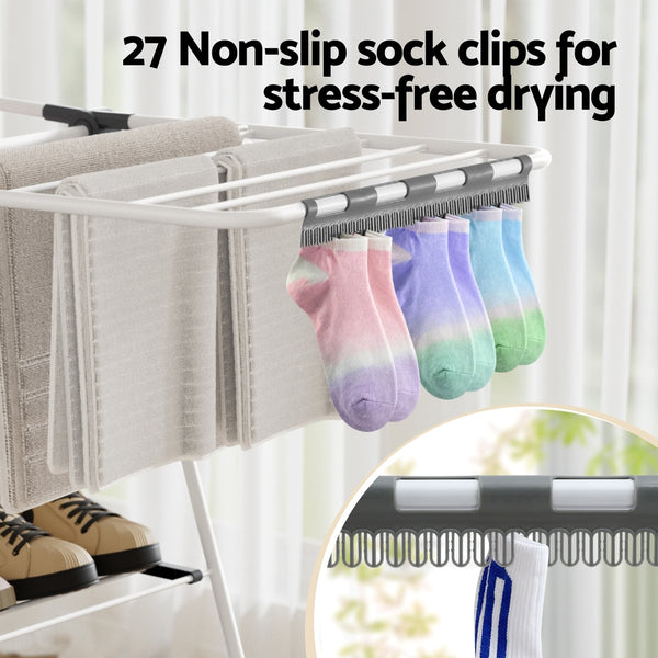 Artiss 2 Tier Clothes Rack Airer Foldable 139CM White Awezingly