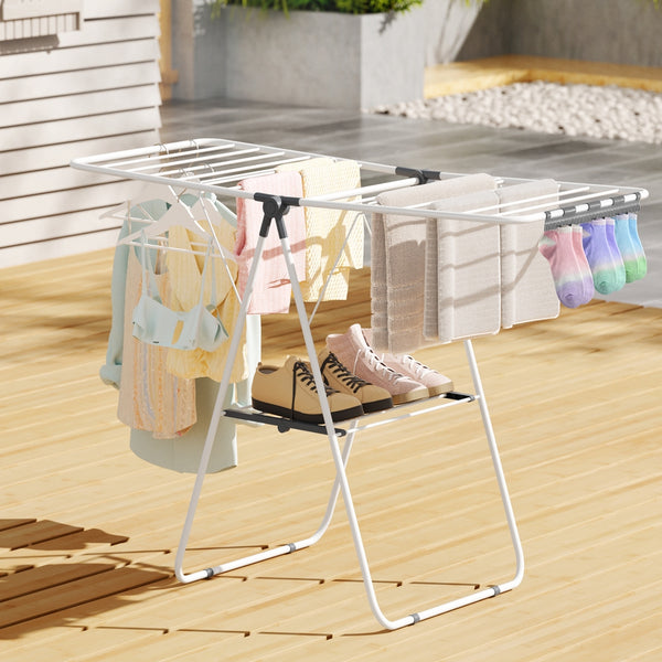 Artiss 2 Tier Clothes Rack Airer Foldable 139CM White Awezingly