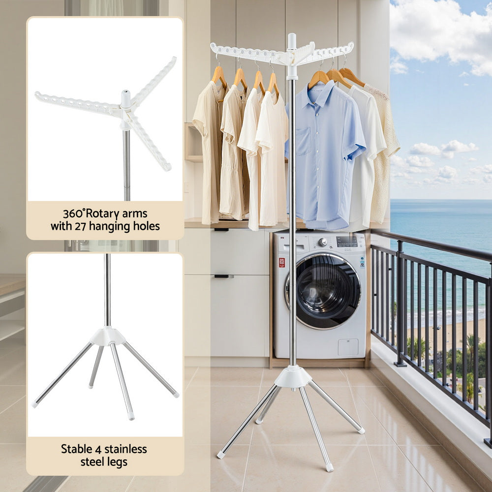 Artiss Clothes Rack Airer Rotatable Hanger Foldable 163cm Awezingly