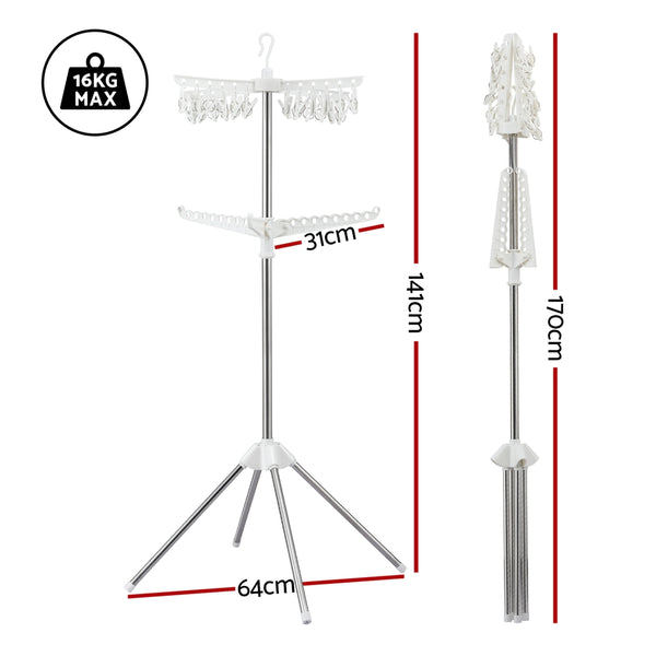 Artiss Clothes Rack Airer 2 Tier Rotatable Hanger Foldable Awezingly
