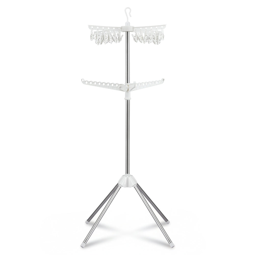 Artiss Clothes Rack Airer 2 Tier Rotatable Hanger Foldable Awezingly
