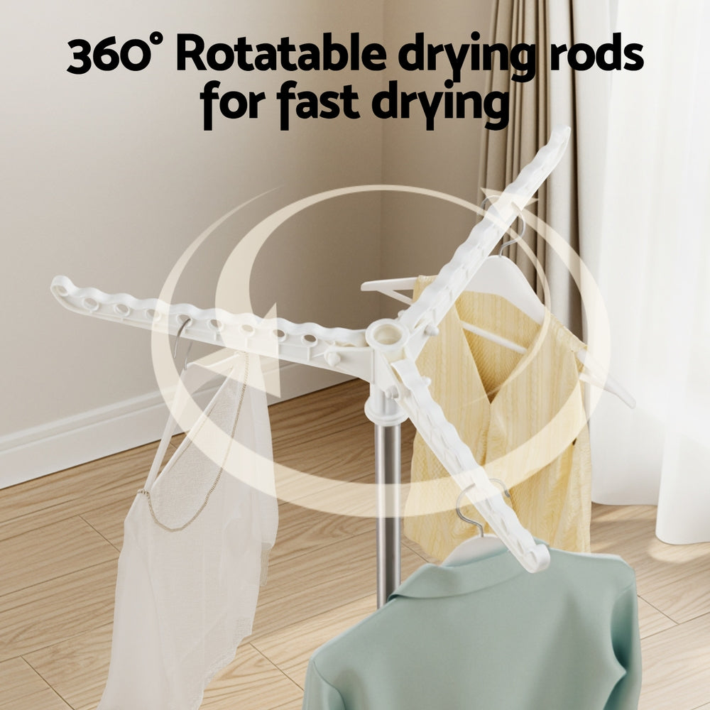 Artiss Clothes Rack Airer 2 Tier Rotatable Hanger Foldable Awezingly