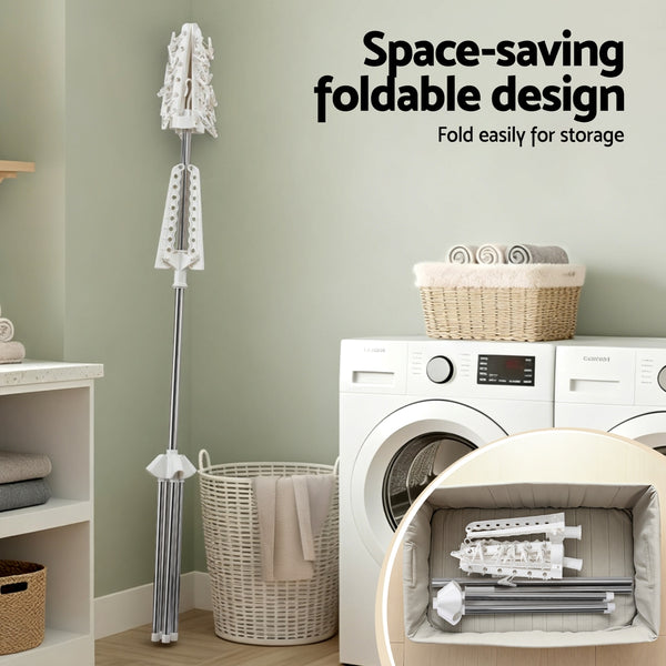 Artiss Clothes Rack Airer 2 Tier Rotatable Hanger Foldable Awezingly