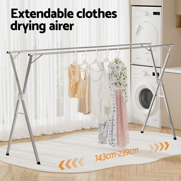 Artiss Clothes Rack Adjustable Foldable Steel Awezingly