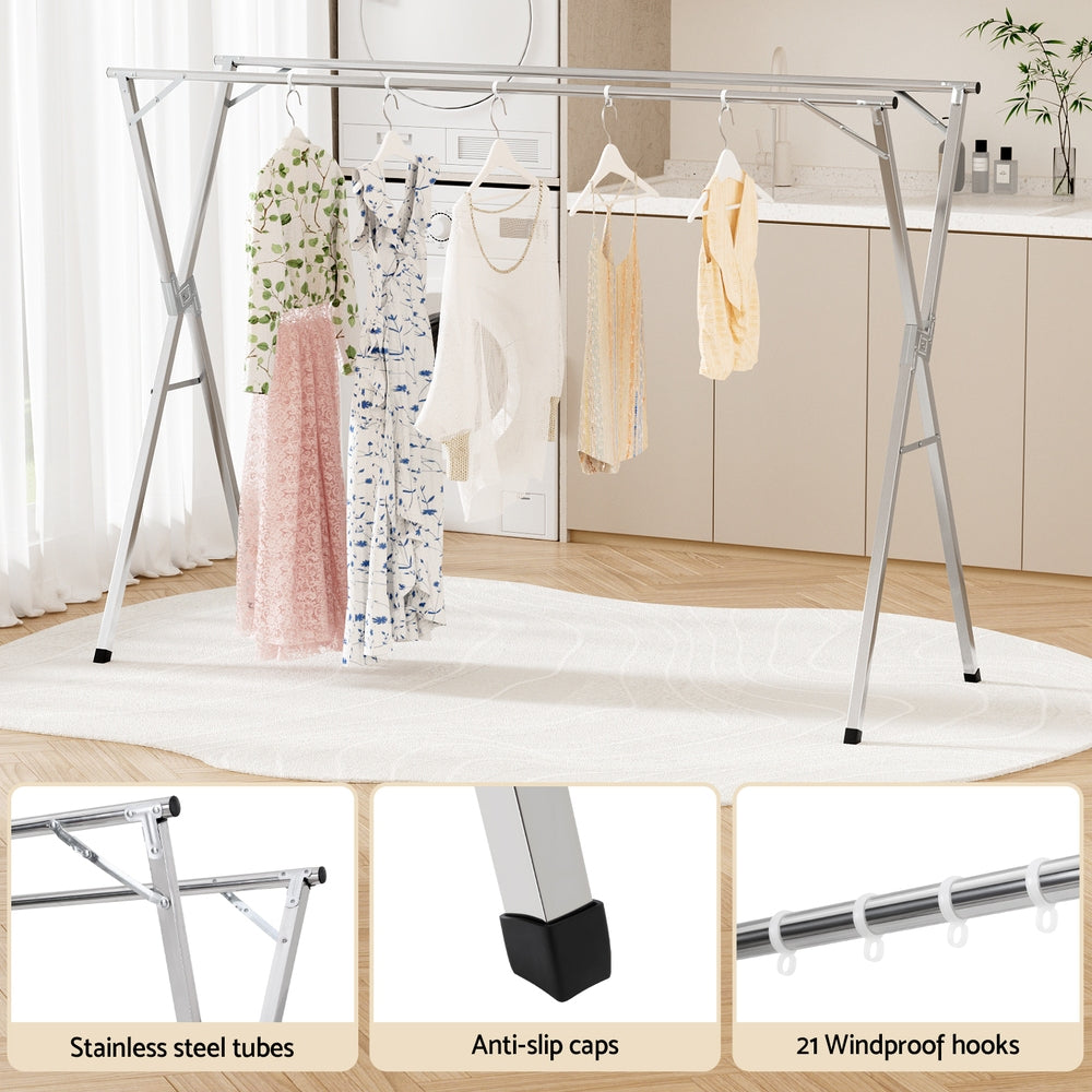 Artiss Clothes Rack Adjustable Foldable Steel Awezingly