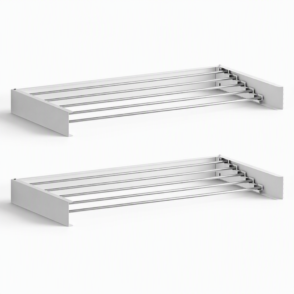 Artiss Set of 2 Clothes Rack Wall Mounted Airer Foldable White Awezingly