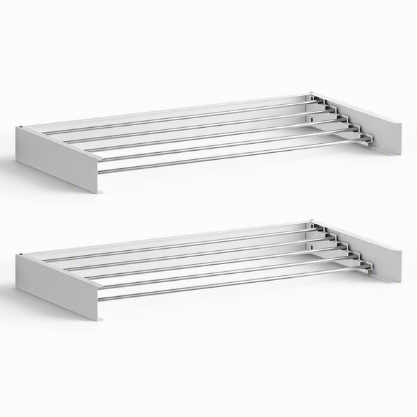 Artiss Set of 2 Clothes Rack Wall Mounted Airer Foldable White Awezingly