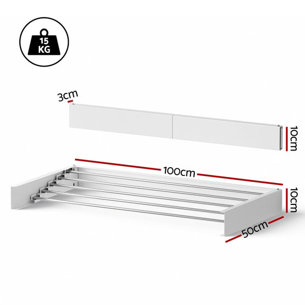 Artiss Set of 2 Clothes Rack Wall Mounted Airer Foldable White Awezingly
