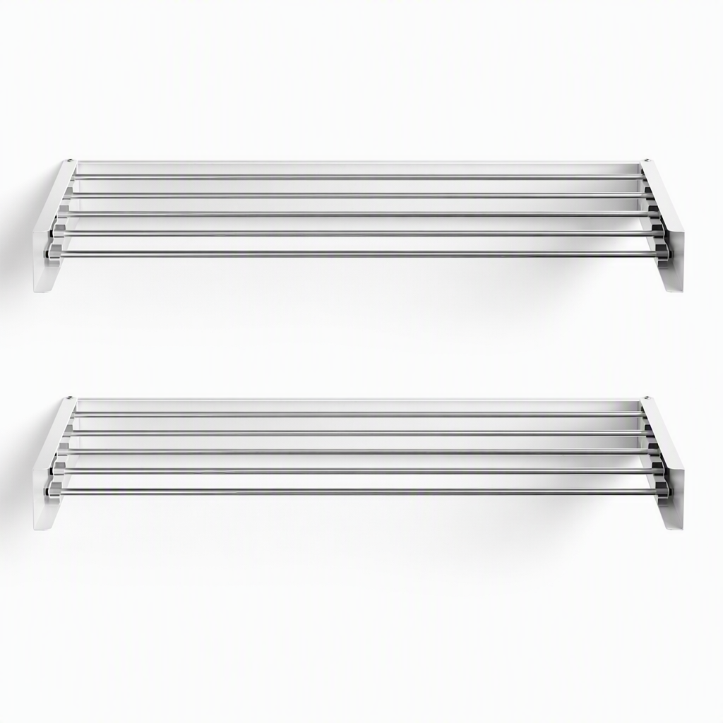 Artiss Set of 2 Clothes Rack Wall Mounted Airer Foldable White Awezingly