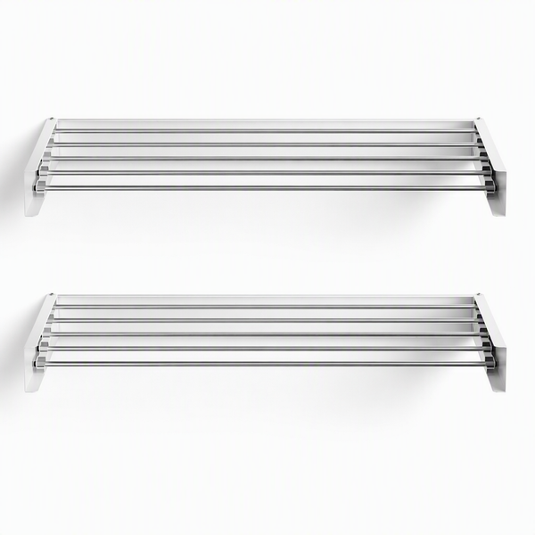 Artiss Set of 2 Clothes Rack Wall Mounted Airer Foldable White Awezingly