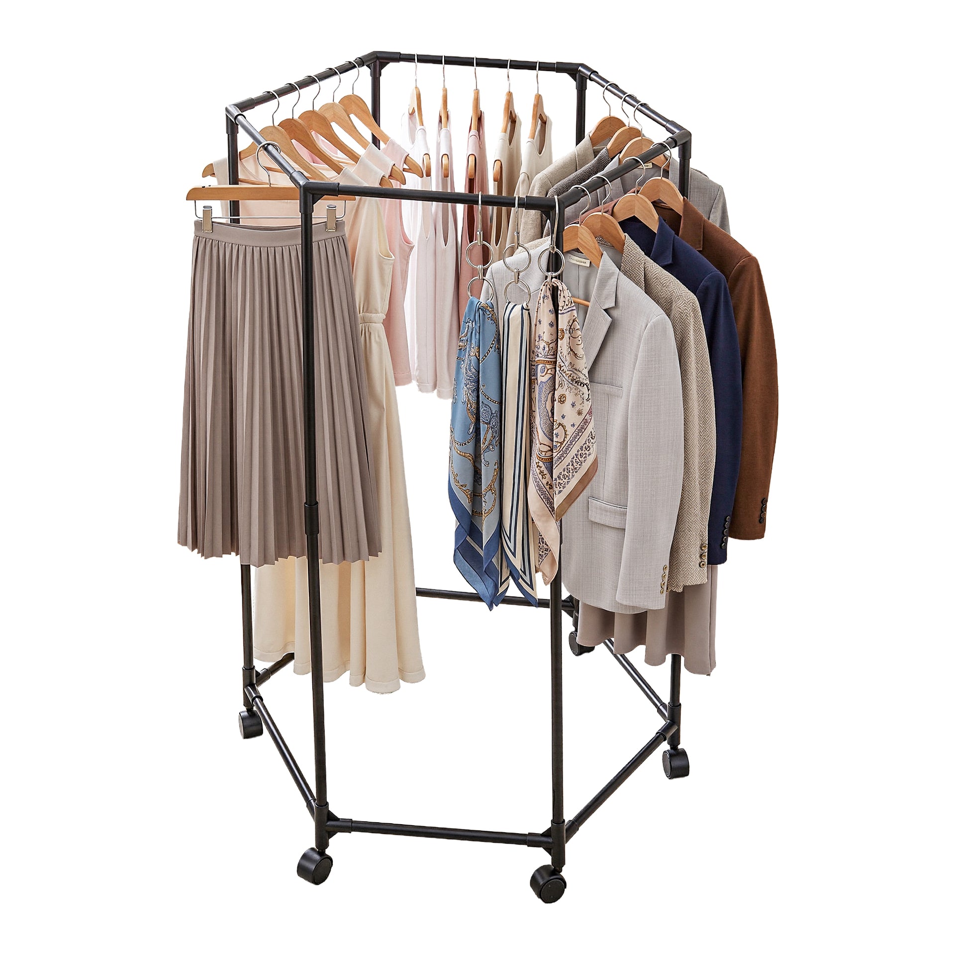Artiss Clothes Rack Airer Rail Coat Stand Wheels 6 Rods Awezingly