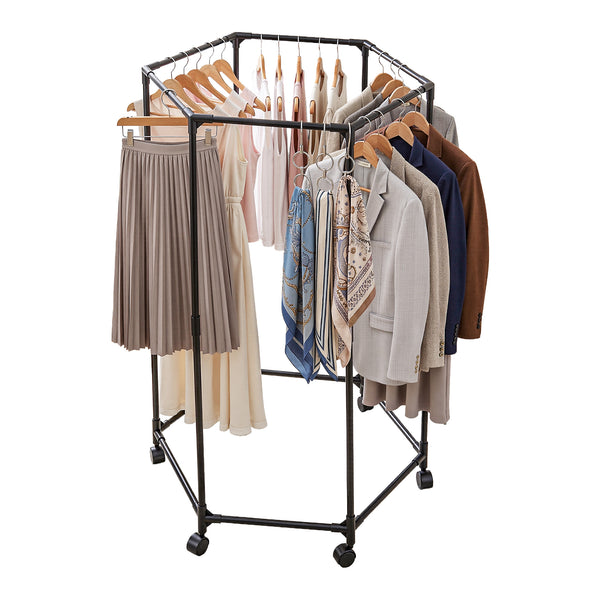 Artiss Clothes Rack Airer Rail Coat Stand Wheels 6 Rods Awezingly