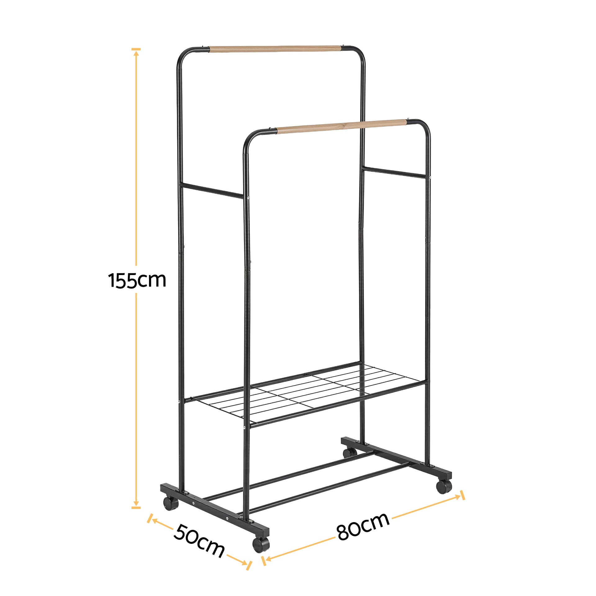 Artiss Clothes Rack Double Rod Airer Rail Coat Stand Hanger Storage Shelf Awezingly