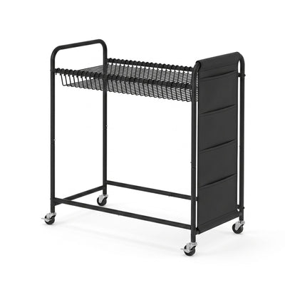 Artiss Pants Trolley Mobile Clothes Rack Clothing Stand with 30 Hangers Wheels Storage Organizer Bag