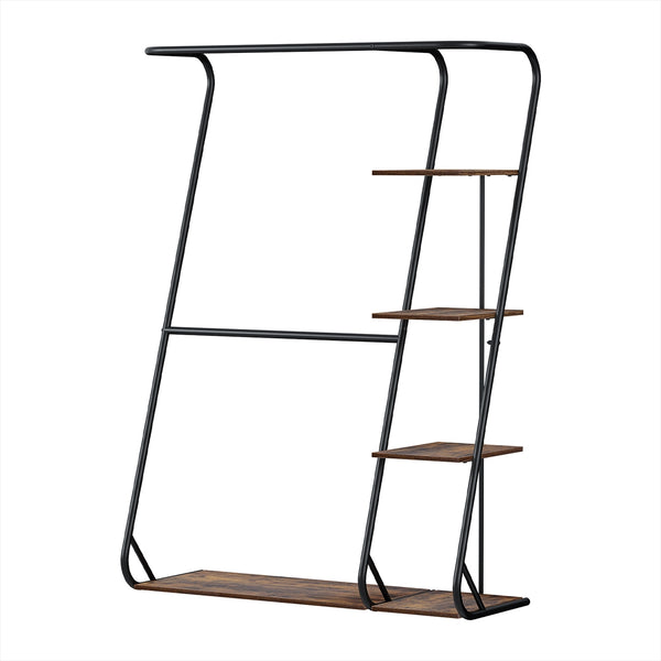 Artiss Wardrobe Clothes Rack Airer 4-Tier Walnut Artiss