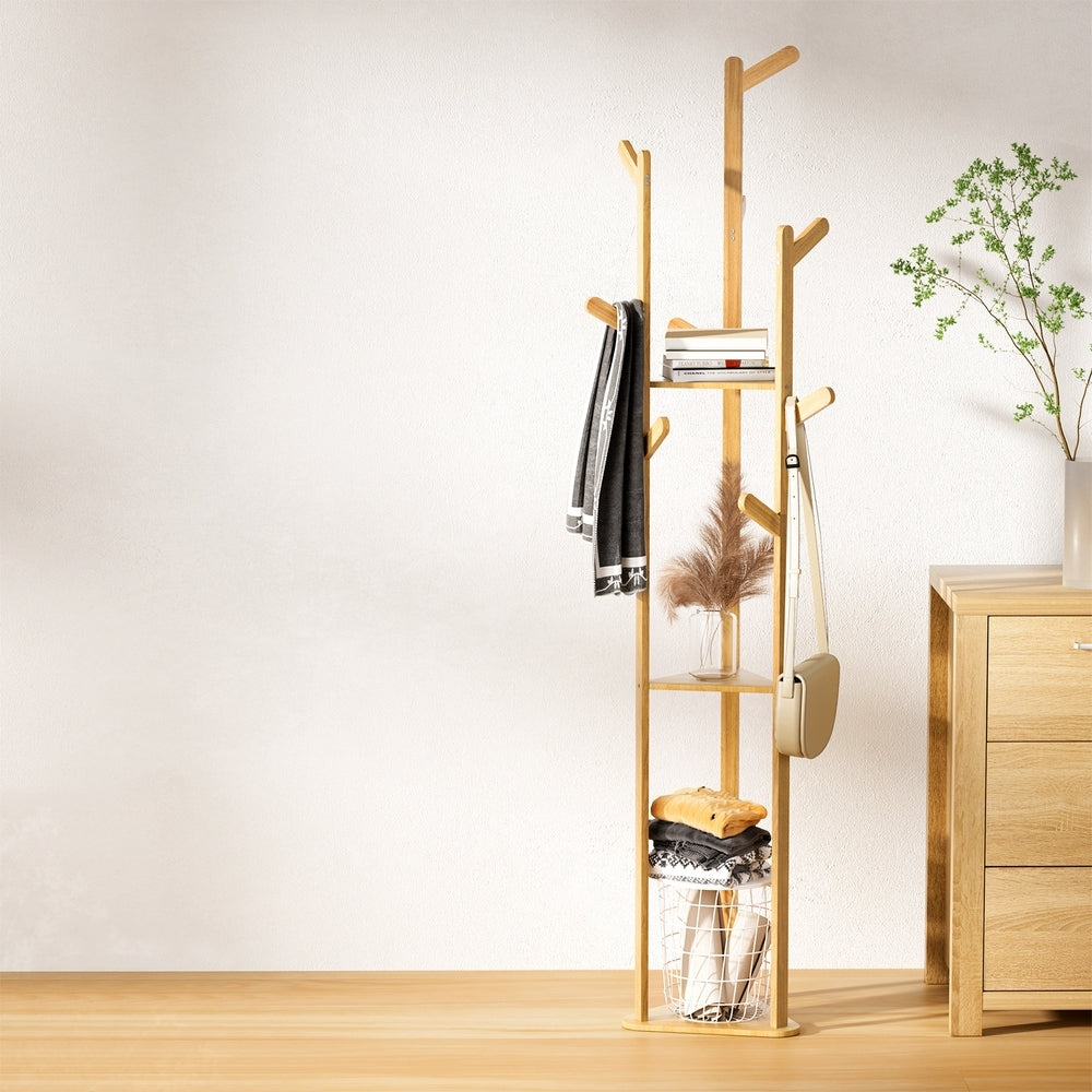 Artiss Clothes Rack Airer Coat Stand 9 Hooks Bamboo Artiss