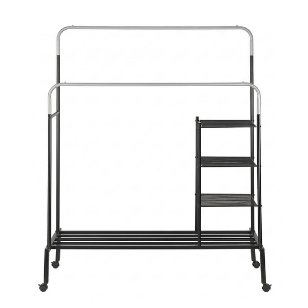 Artiss Clothes Rack Double Rod Airer Rail Coat Stand Hanger Storage Shelf Awezingly