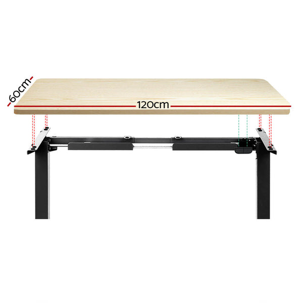 Artiss Electric Standing Desk Motorised Adjustable Sit Stand Desks Black Oak Artiss