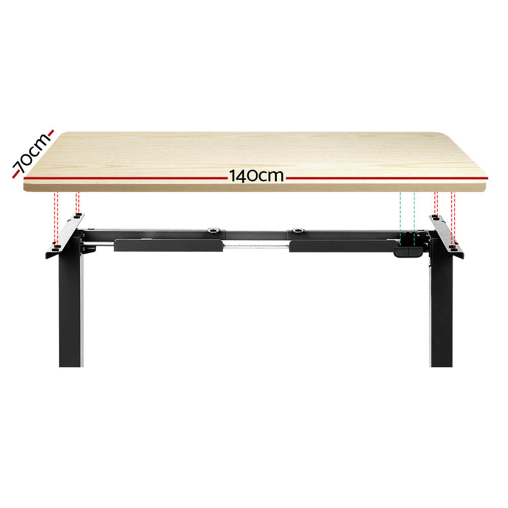 Artiss Electric Standing Desk Motorised Sit Stand Desks Table Black Oak 140cm Artiss