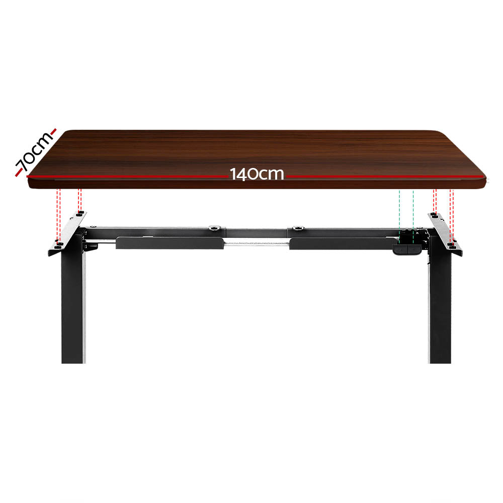 Artiss Electric Standing Desk Motorised Sit Stand Desks Table Black Walnut 140cm Artiss