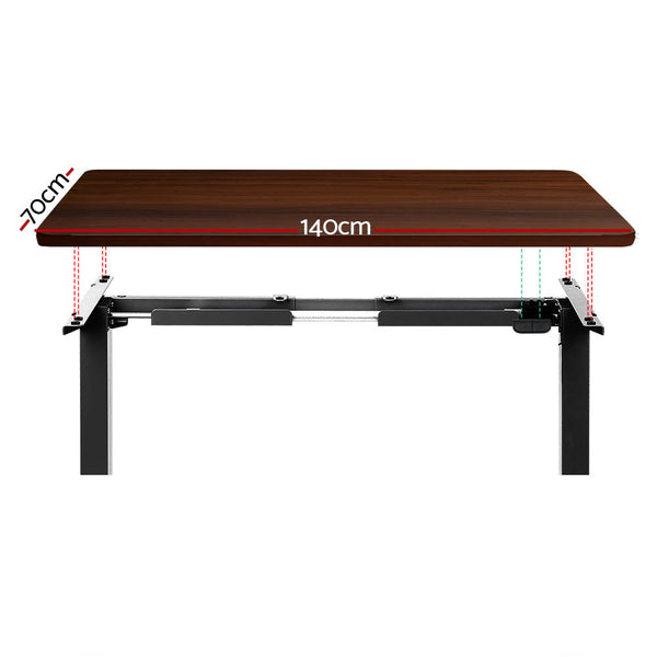 Artiss Electric Standing Desk Motorised Sit Stand Desks Table Black Walnut 140cm Artiss