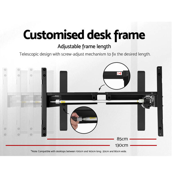 Artiss Electric Standing Desk Motorised Adjustable Sit Stand Desks Black White Artiss