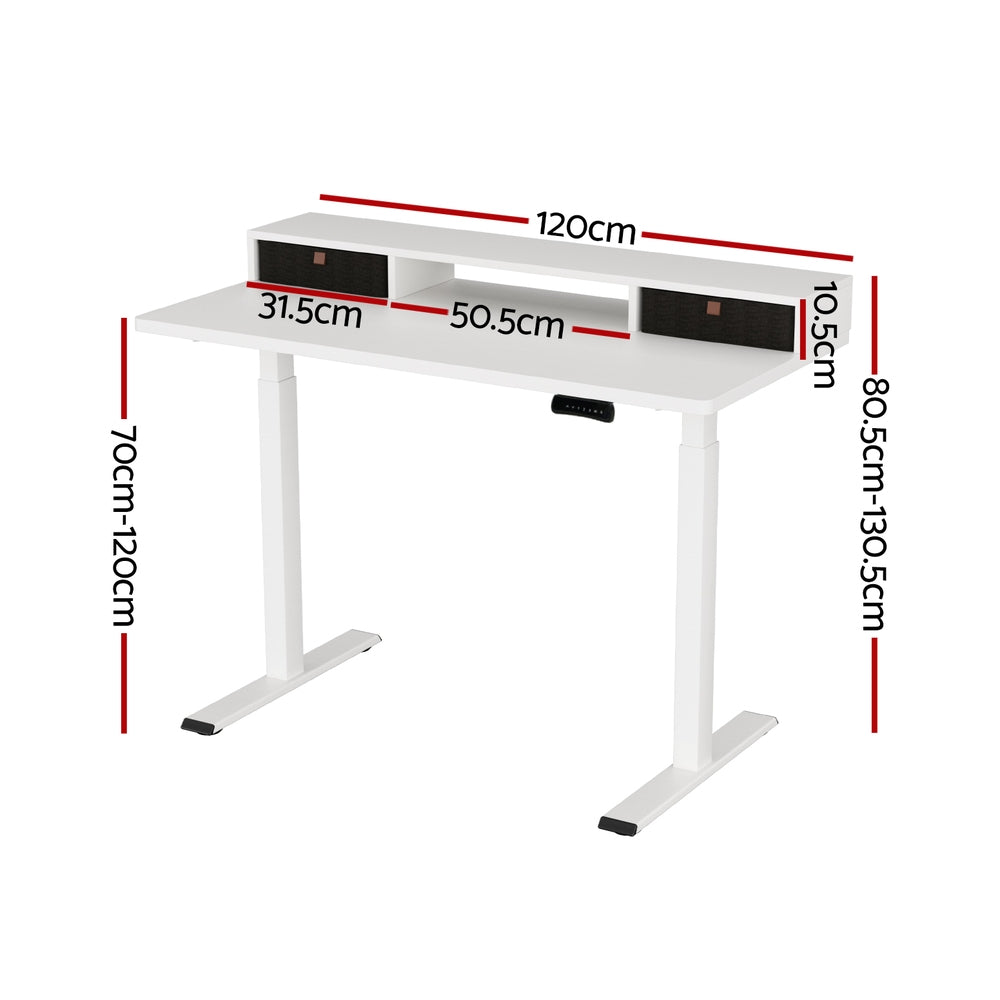 Artiss Electric Standing Desk Dual Motor Office Table With Shelf Drawer120CM Artiss