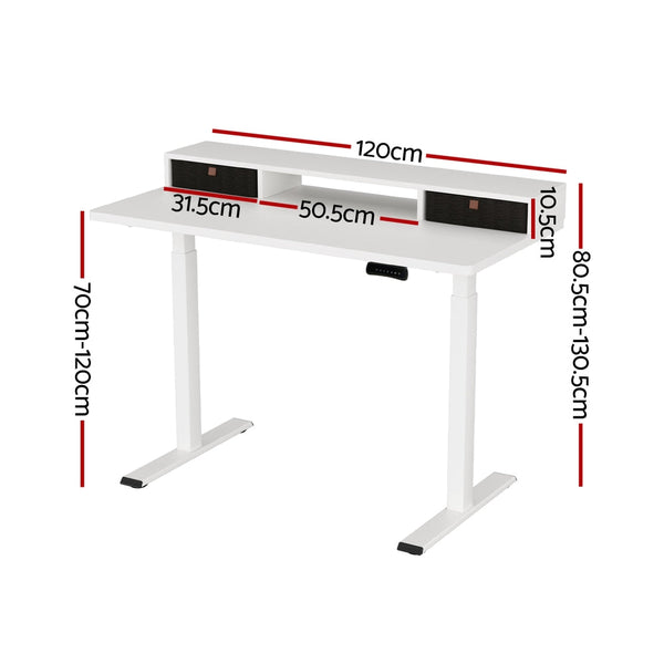 Artiss Electric Standing Desk Dual Motor Office Table With Shelf Drawer120CM Artiss