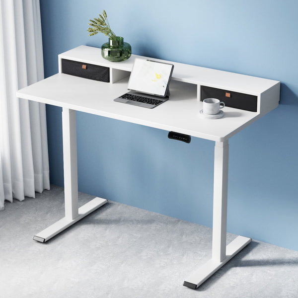 Artiss Electric Standing Desk Dual Motor Office Table With Shelf Drawer120CM Artiss