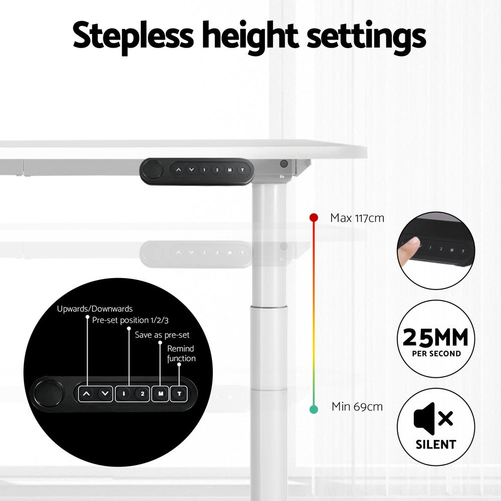 Artiss Electric Standing Desk with Storage Rack Shelf Drawers White 120CM Artiss