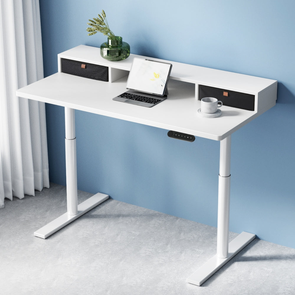 Artiss Electric Standing Desk with Storage Rack Shelf Drawers White 120CM Artiss