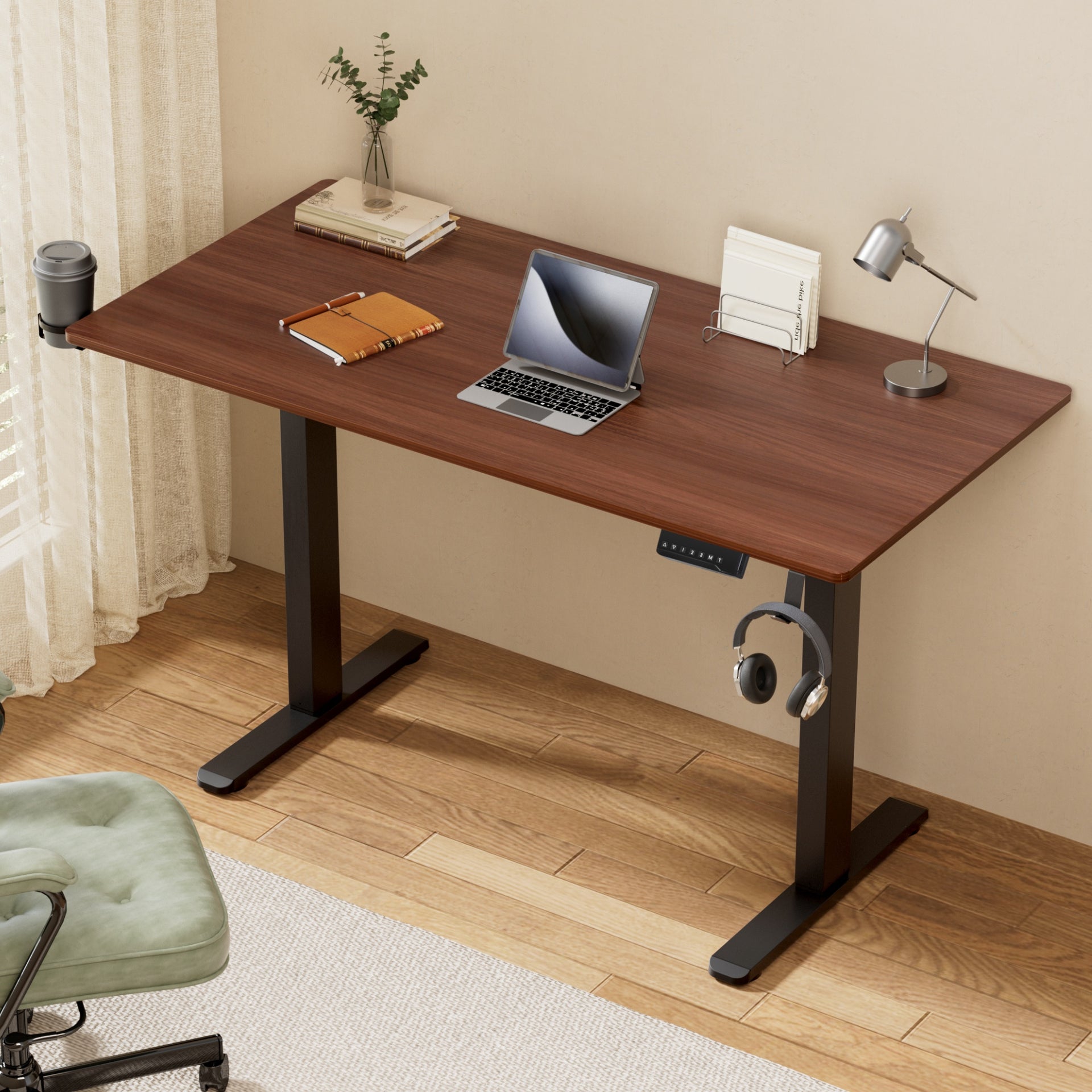 Artiss Standing Desk Motorised Dual Motor Electric Walnut 140CM Artiss