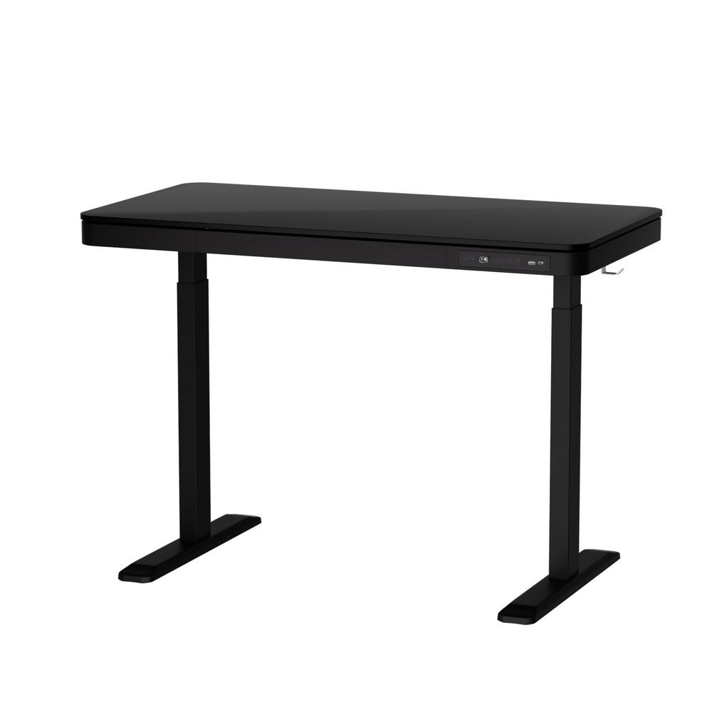 Artiss Standing Desk Motorised Electric Dual Motor Drawer 120CM Black Artiss