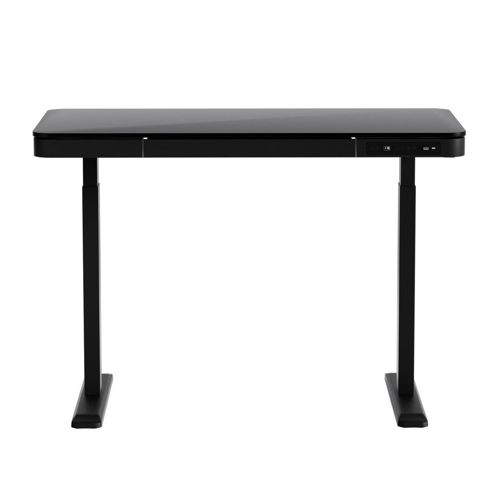 Artiss Standing Desk Motorised Electric Dual Motor Drawer 120CM Black Artiss