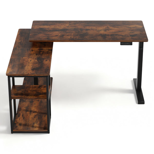 Artiss Electric Standing Desk Adjustable Motorised 120CM L Shaped Rustic Brown Artiss