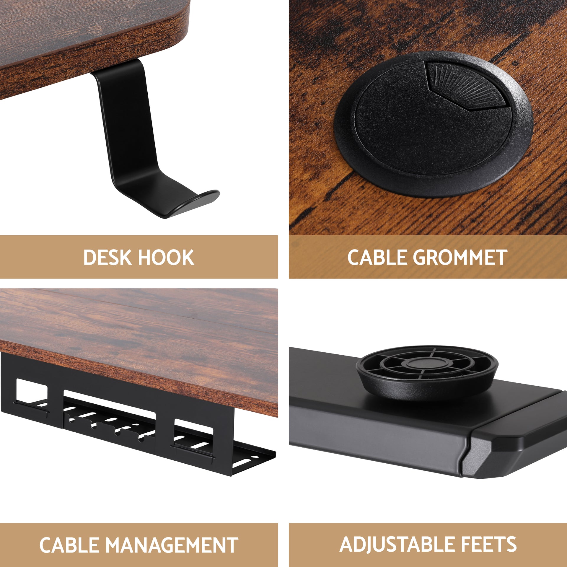 Artiss Electric Standing Desk Adjustable Motorised 120CM L Shaped Rustic Brown Artiss