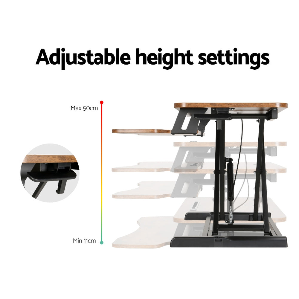 Artiss Standing Desk Riser Height Adjustable Rustic Brown 80CM Awezingly