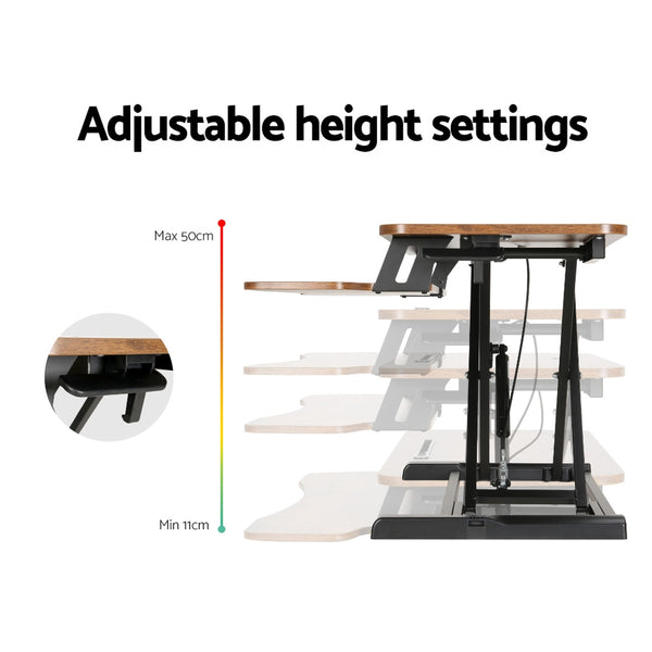 Artiss Standing Desk Riser Height Adjustable Rustic Brown 80CM Awezingly