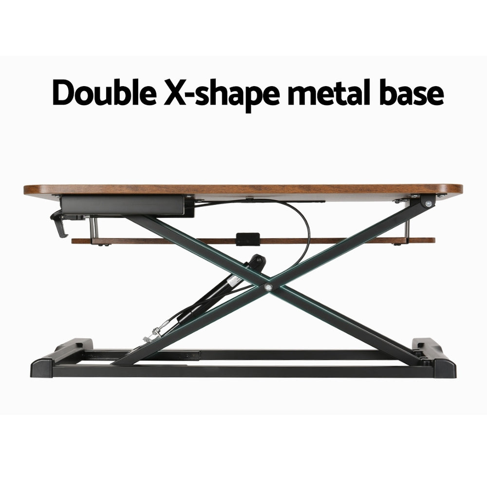 Artiss Standing Desk Riser Height Adjustable Rustic Brown 80CM Awezingly