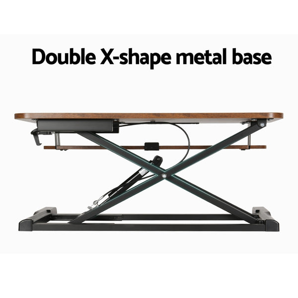Artiss Standing Desk Riser Height Adjustable Rustic Brown 80CM Awezingly