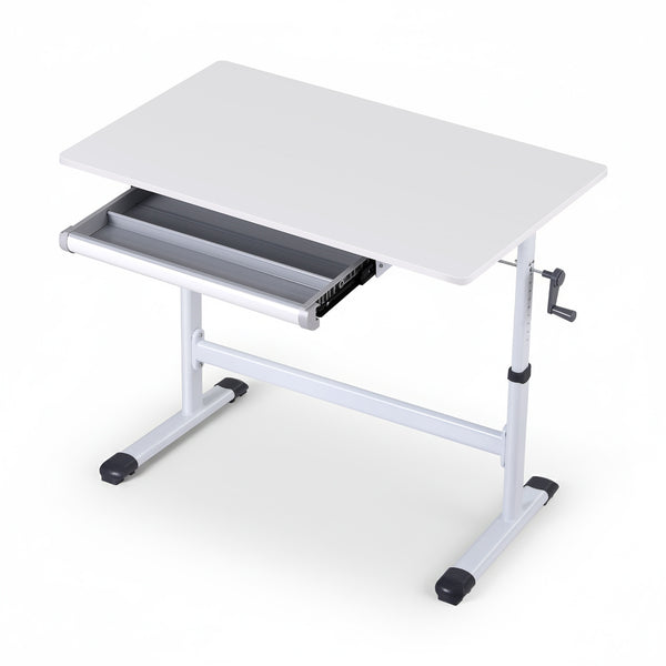 Artiss Manual Standing Desk Height Adjustable Workstation Computer Desks Study 100CM White Awezingly