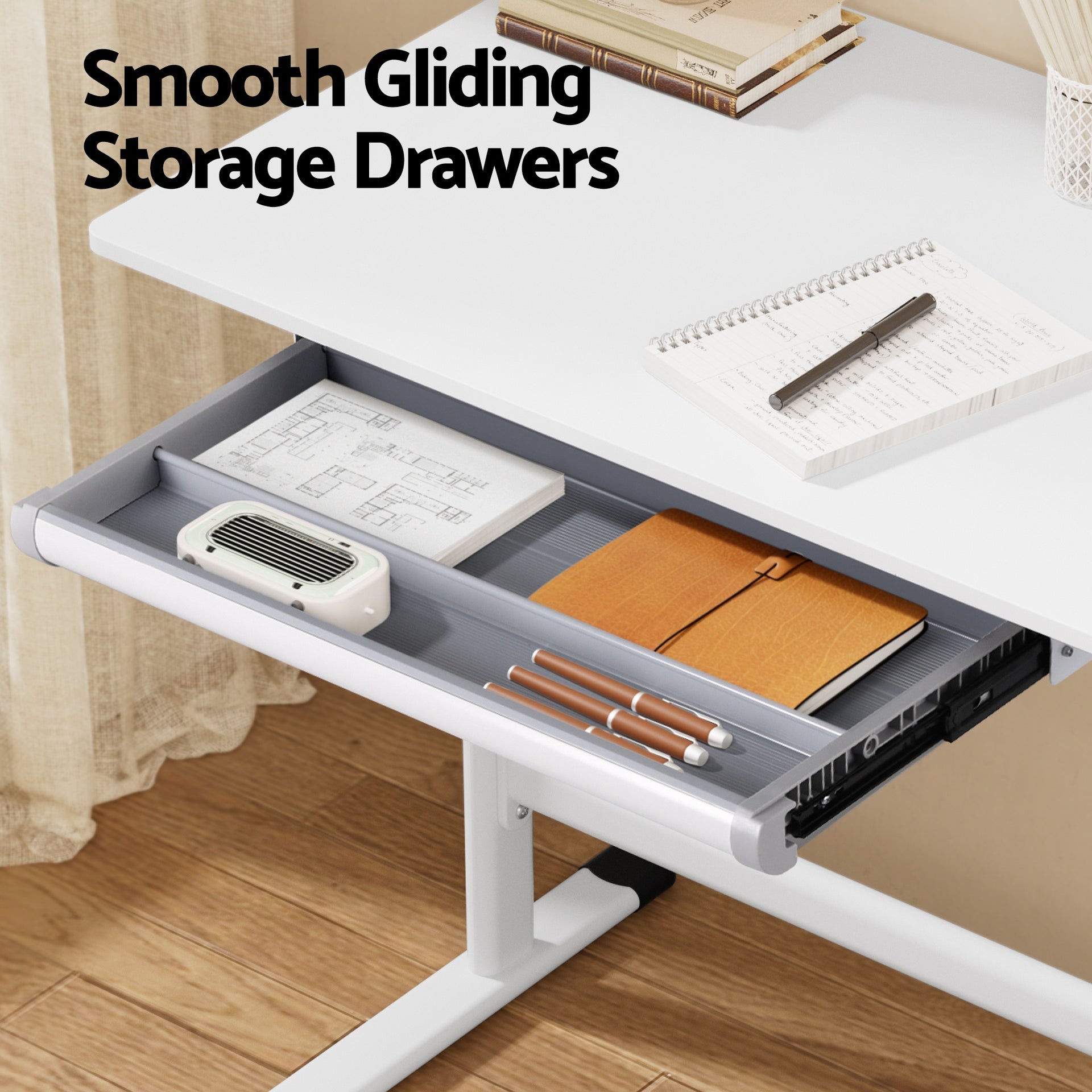 Artiss Manual Standing Desk Height Adjustable Workstation Computer Desks Study 100CM White Awezingly