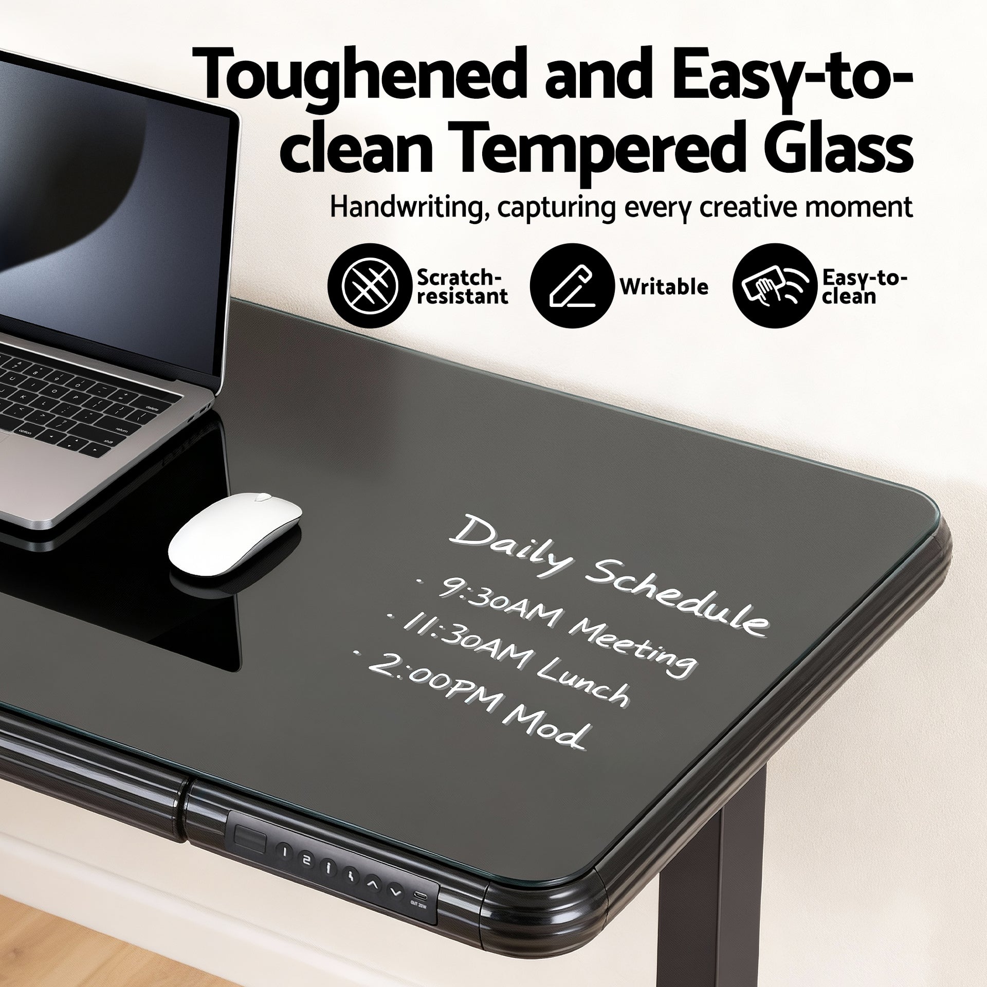 Artiss Standing Desk Motorised Tempered Glass Top Electric Black 120CM Artiss