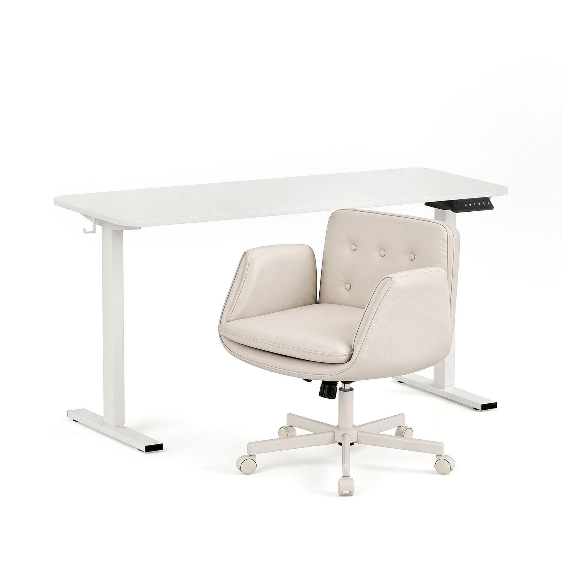 Artiss Criss Cross Chair with Wheels & Adjustable Armrests and Electric Standing Desk 140cm with Memory Presets, Ergonomic Cross Legged Chair and Office Desk Set Artiss