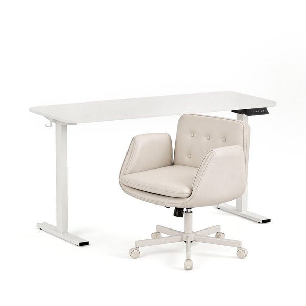 Artiss Criss Cross Chair with Wheels & Adjustable Armrests and Electric Standing Desk 140cm with Memory Presets, Ergonomic Cross Legged Chair and Office Desk Set Artiss