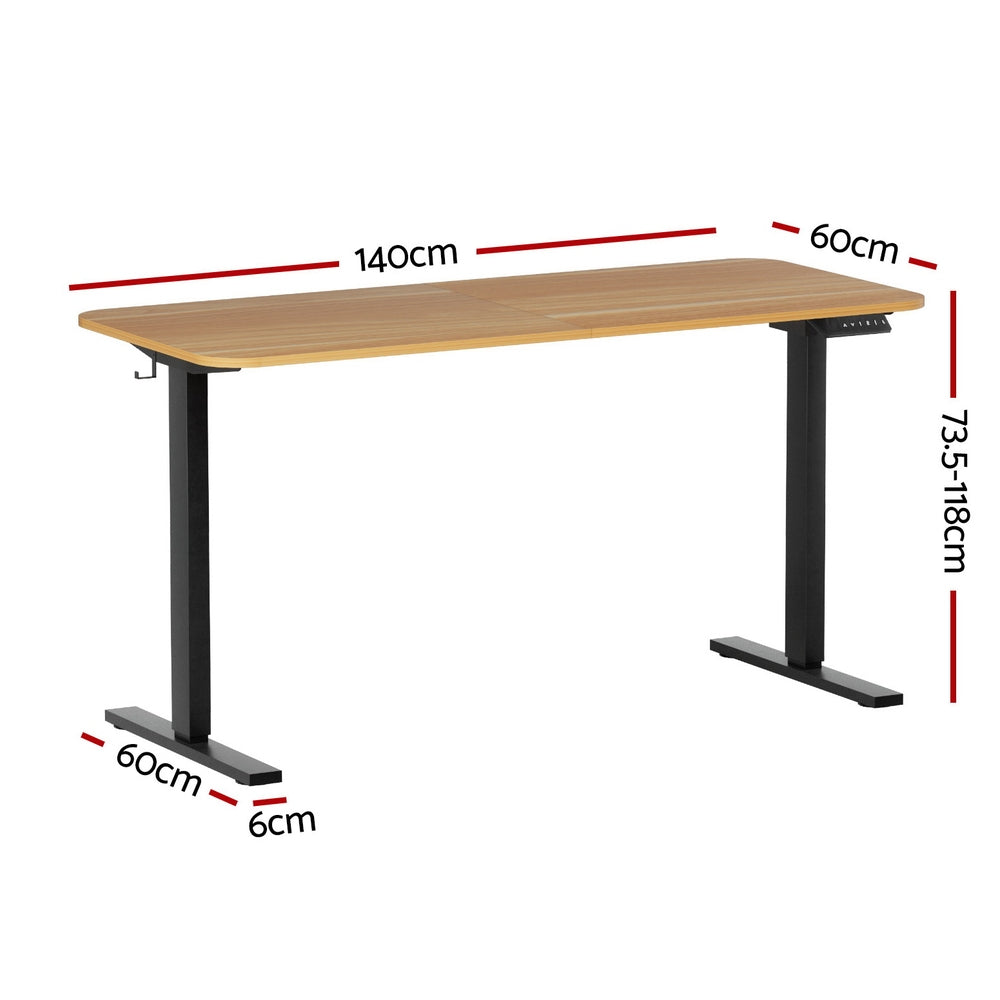 Artiss Electric Standing Desk 140cm Adjustable Height Motorised Home Office Desk Oak Black Awezingly