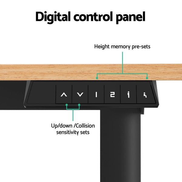 Artiss Electric Standing Desk 140cm Adjustable Height Motorised Home Office Desk Oak Black Awezingly