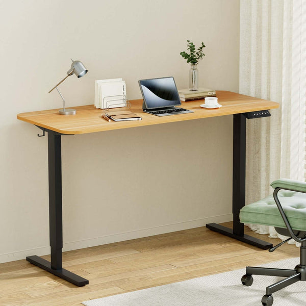 Artiss Electric Standing Desk 140cm Adjustable Height Motorised Home Office Desk Oak Black Awezingly